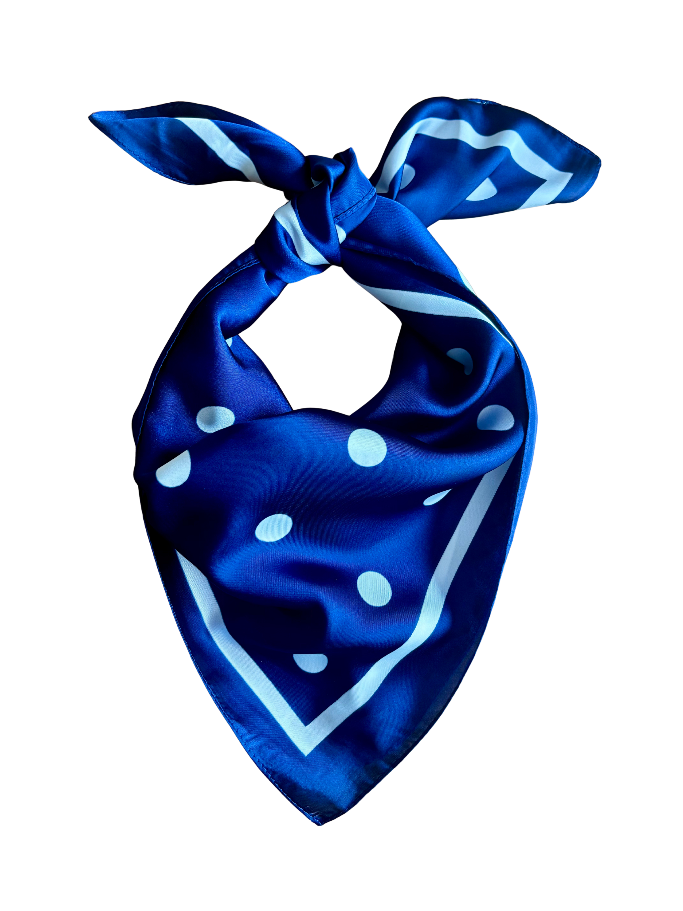 Foulard Long Bleu Marine à Pois Blancs - 100% Polyester - Style élégant - Neuf Sans étiquette